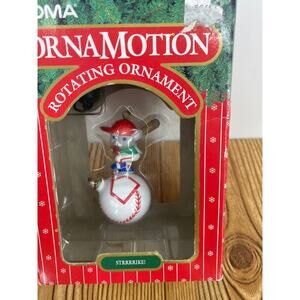 Noma Ornamotion Strrrrike Mouse Baseball Christmas Tree Ornament Strike Vtg 1989